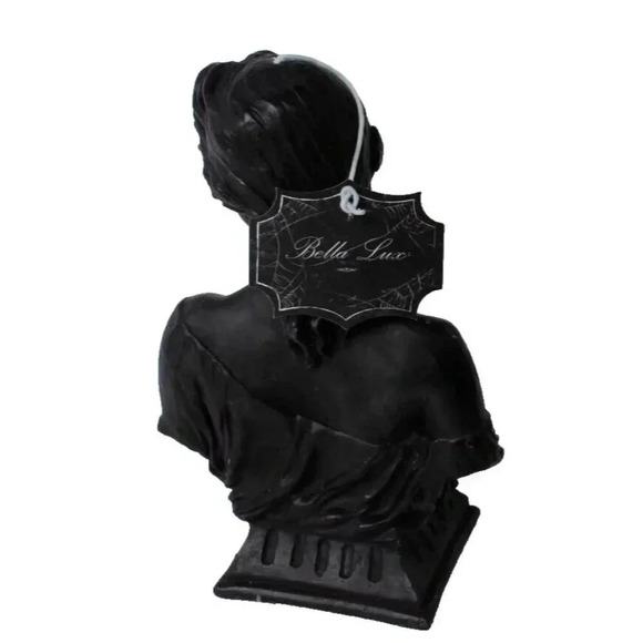 New Black Victorian Art Deco Bust Of A Young Lady Figurine Statue Candle - Picture 2 of 3
